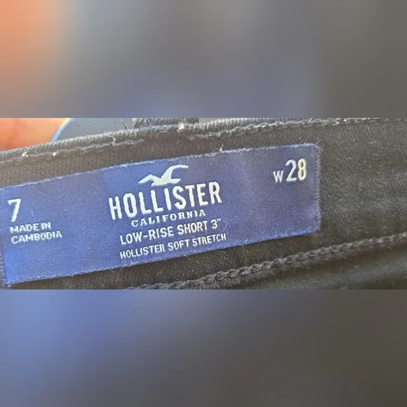 Hollister Black Shorts Cuff Up Low Rise Stretch Fit Size 28/7 - Picture 3 of 3